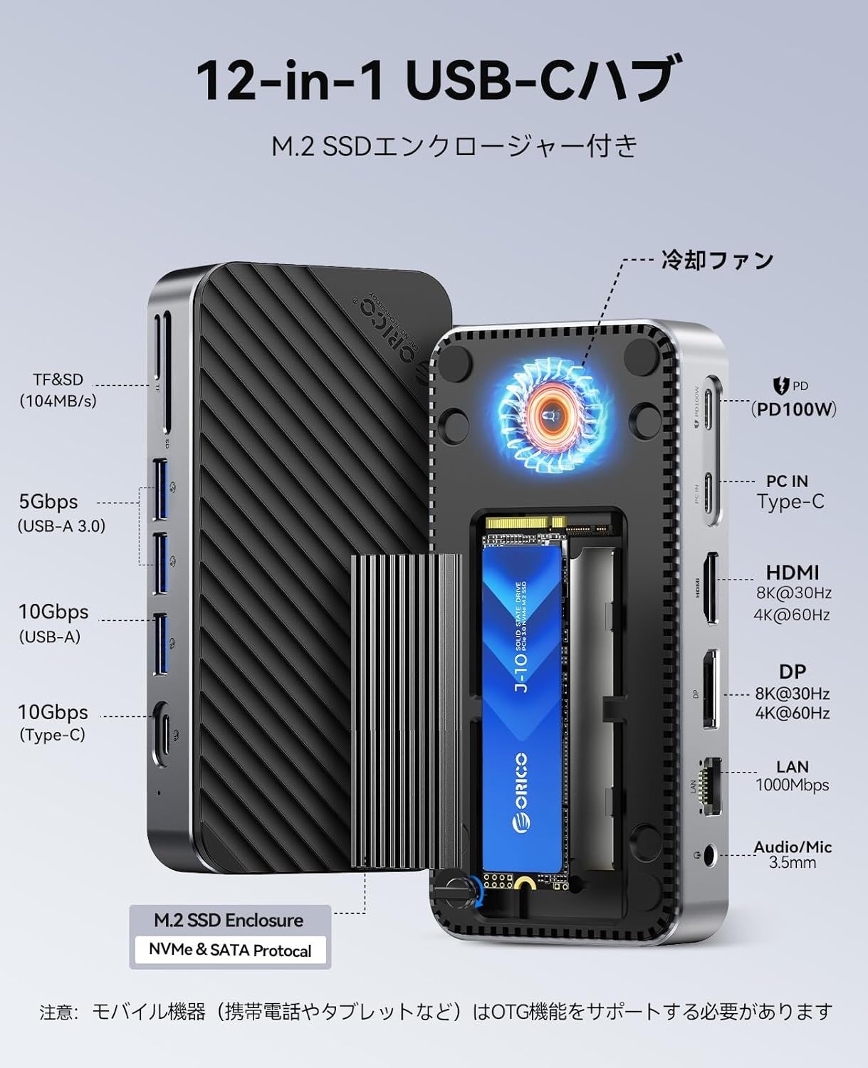 ORICO、ドッキングステーションとM.2 SSDケースを一体化した多機能ドックを発表——8K/4Kデュアル出力・10Gbps転送・100W PD充電・最大8TB拡張を1台に集約