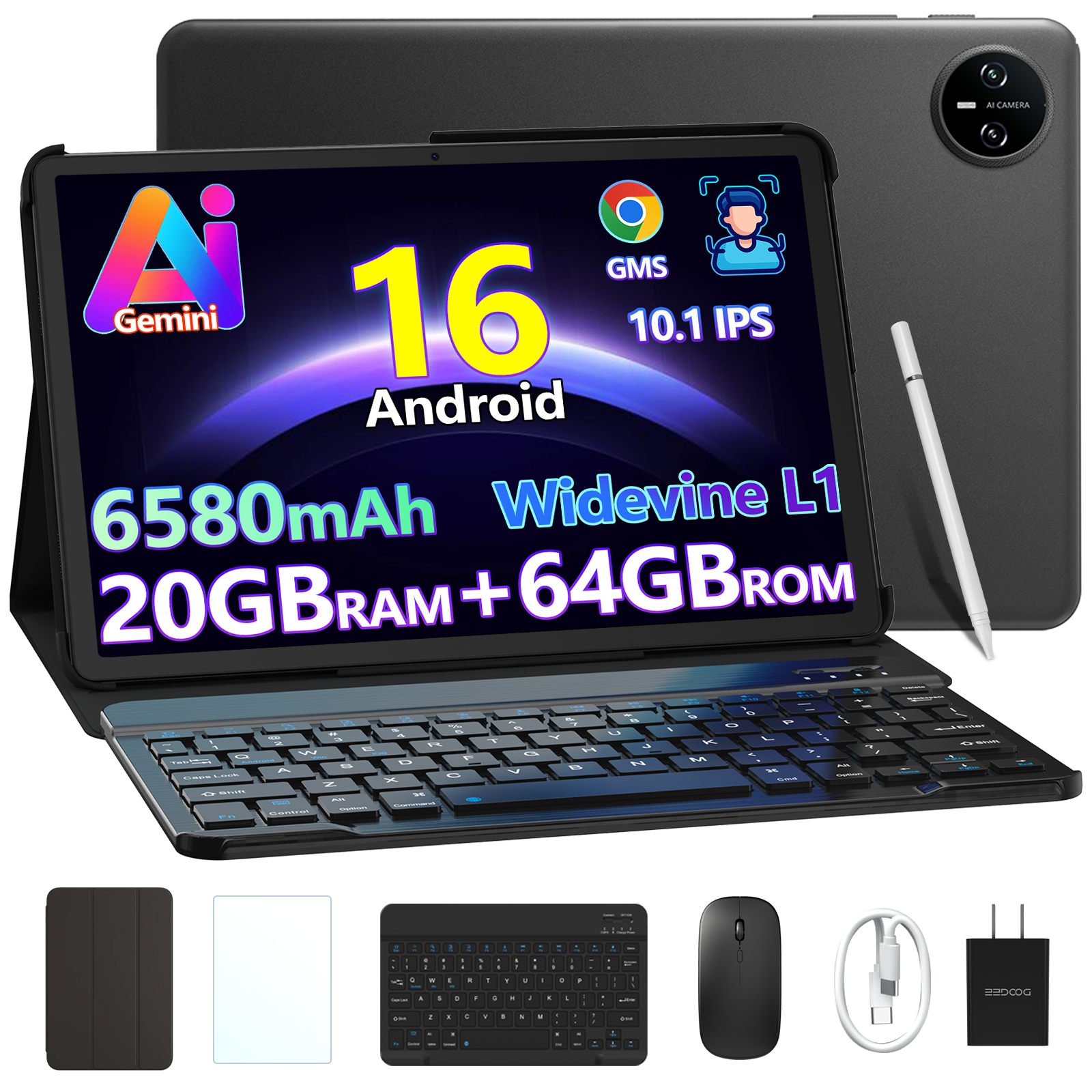 【アマゾン37%OFFタイムセール】Android 16×Gemini AI搭載「A9 セット版」が15,800円!キーボード付き10インチタブレットを数量限定販売