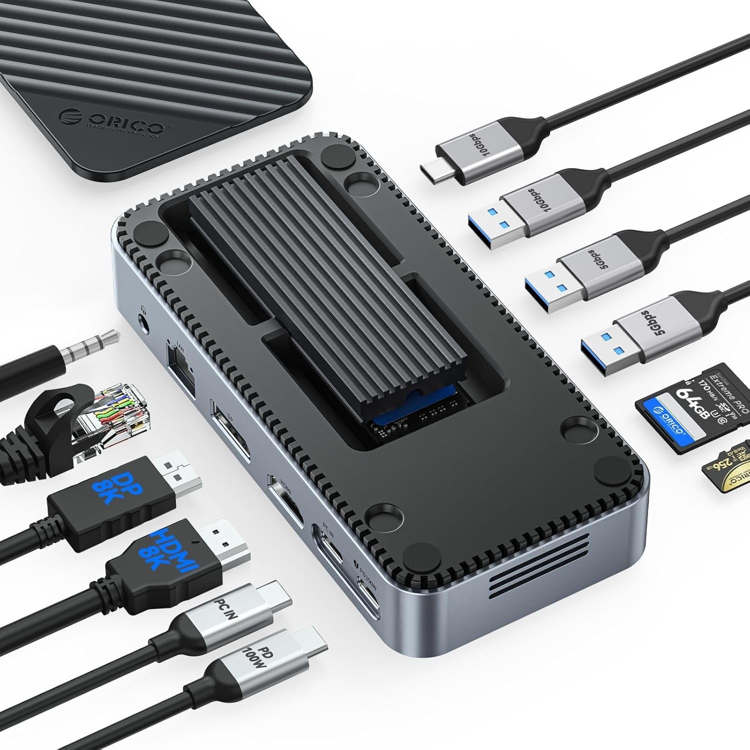 ORICO、ドッキングステーションとM.2 SSDケースを一体化した多機能ドックを発表——8K/4Kデュアル出力・10Gbps転送・100W PD充電・最大8TB拡張を1台に集約 のアイキャッチ画像