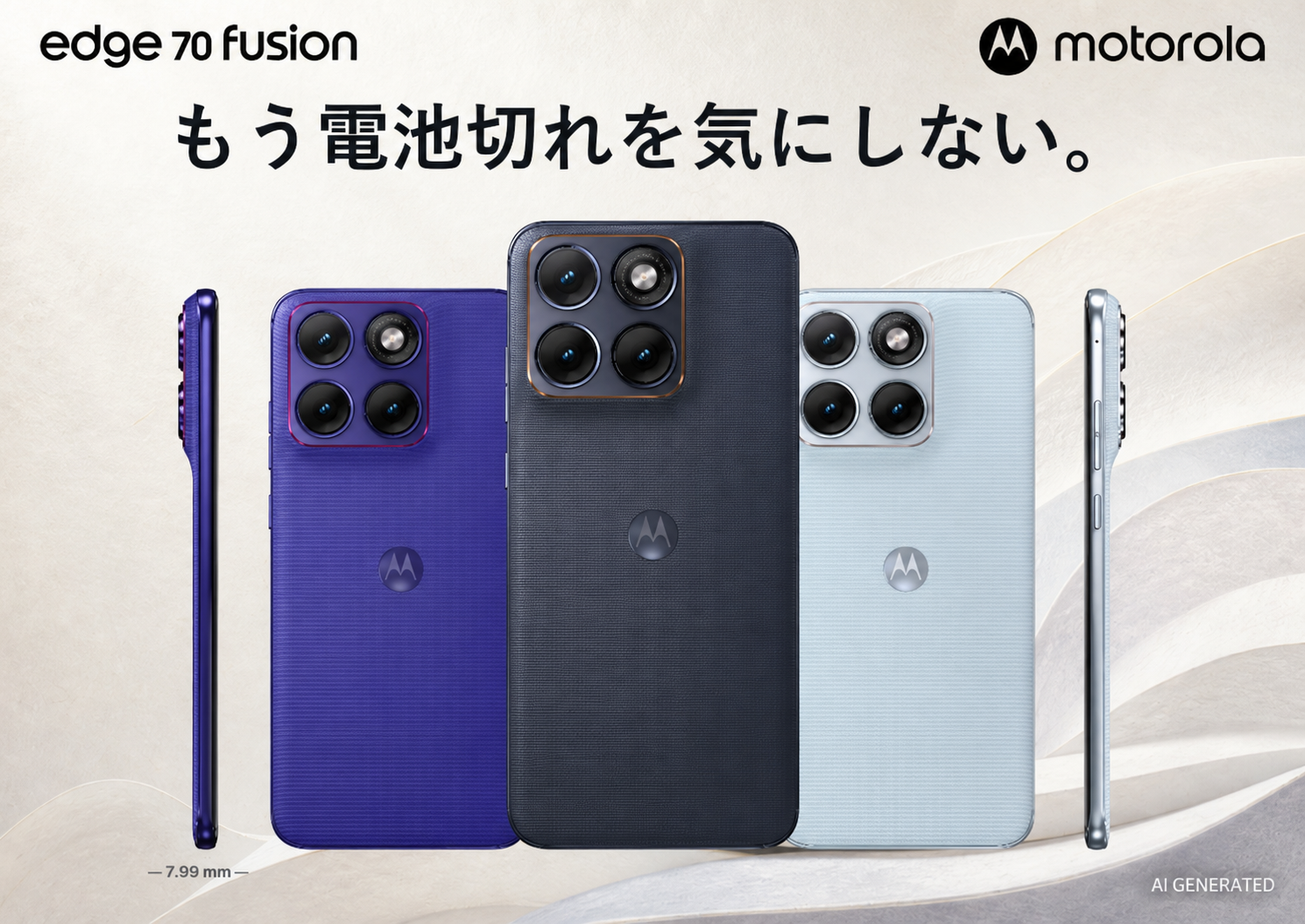 「もう電池切れを気にしない。」モバイルバッテリーが不要な2日間 motorola edge 70 fusion新発売 のアイキャッチ画像