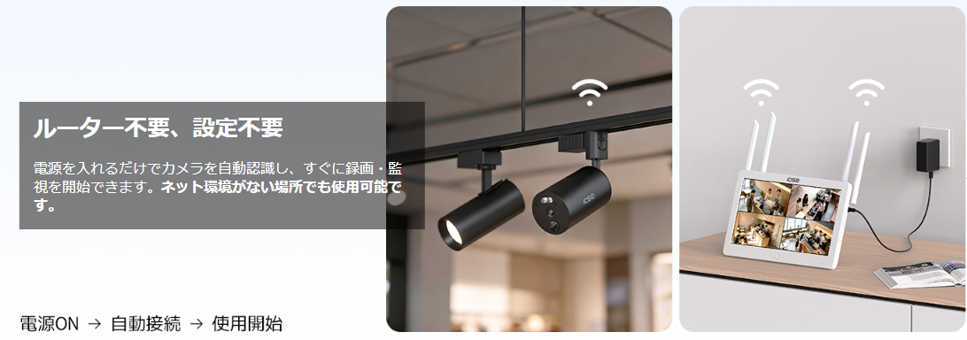 Wi-Fi環境がなくても、届いたその日から2カ所を見守り。ダクトレール式「iQSE-G1」2台防犯カメラ＋モニターセットを発売