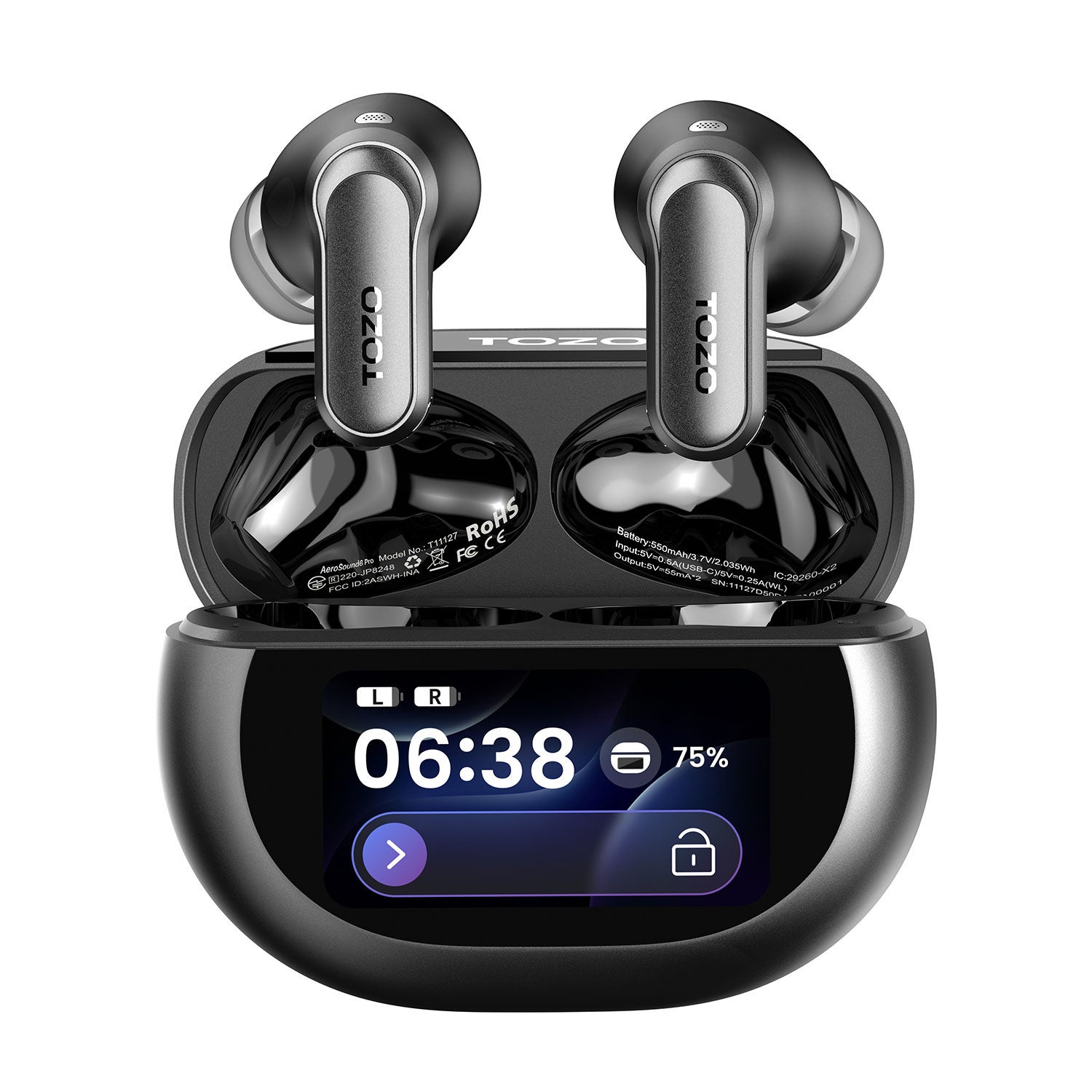 TOZO、触って操作するタッチスクリーン・最大-52dB ANC搭載のワイヤレスイヤホン『Aerosound6 Pro』発売