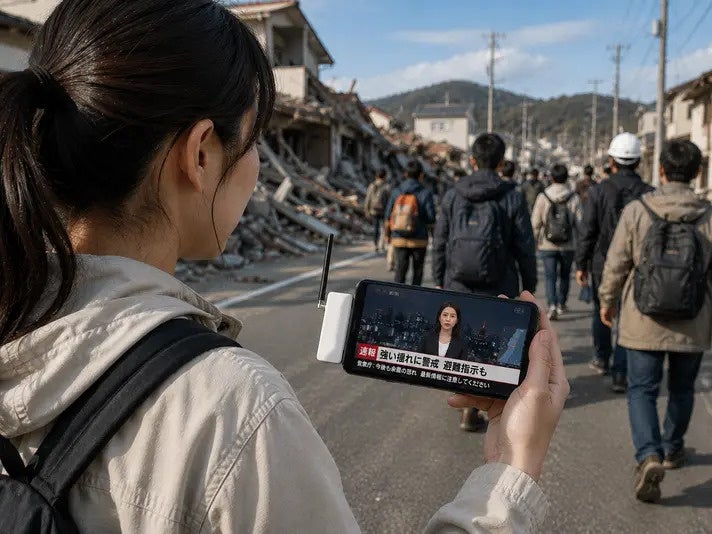 【Makuake登録事前登録 3300人達成】~災害対策~ スマホに挿すだけの防災TVが販売開始！「ソナエデンパ」