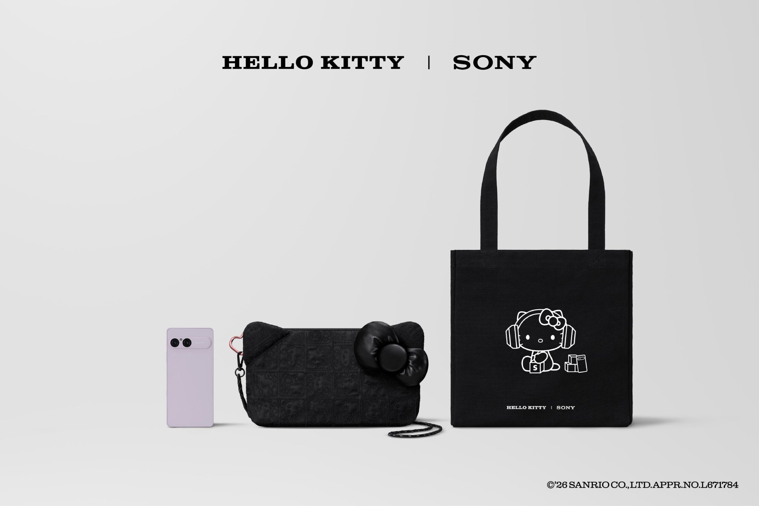 ソニーストア限定、「ハローキティ」コラボレーショングッズがセットになったスマートフォンとヘッドホンを発売